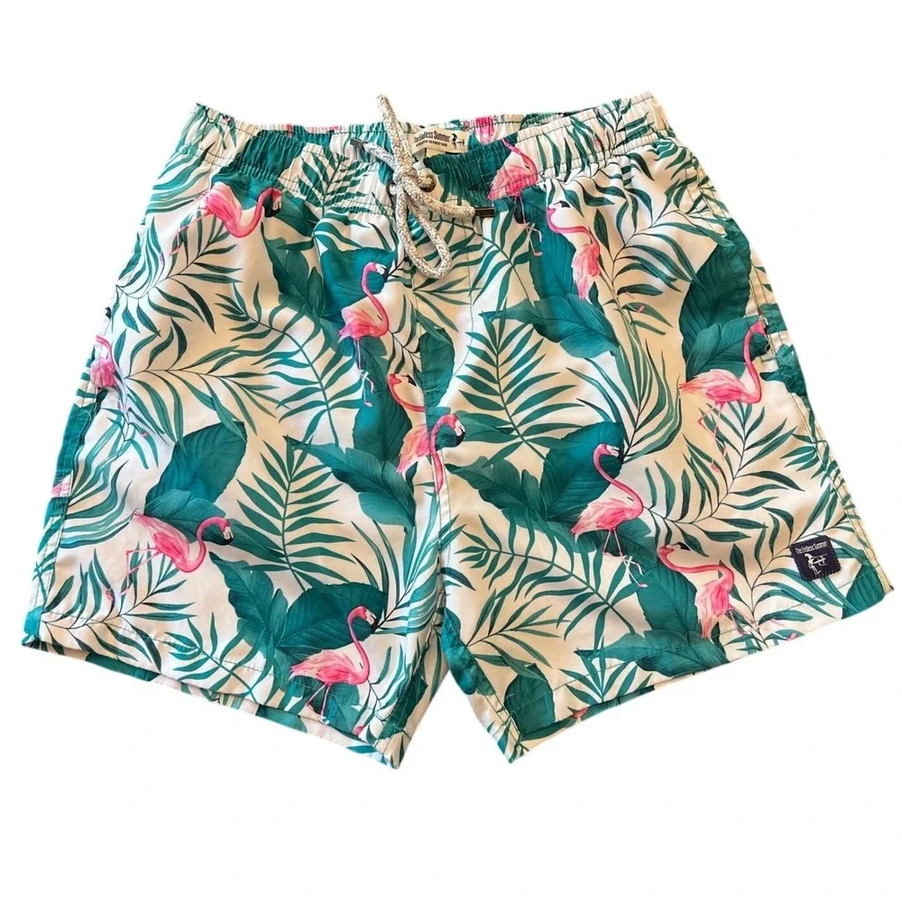 The Endless Summer Flamingo Tropical Swim Trunks Men's Size M